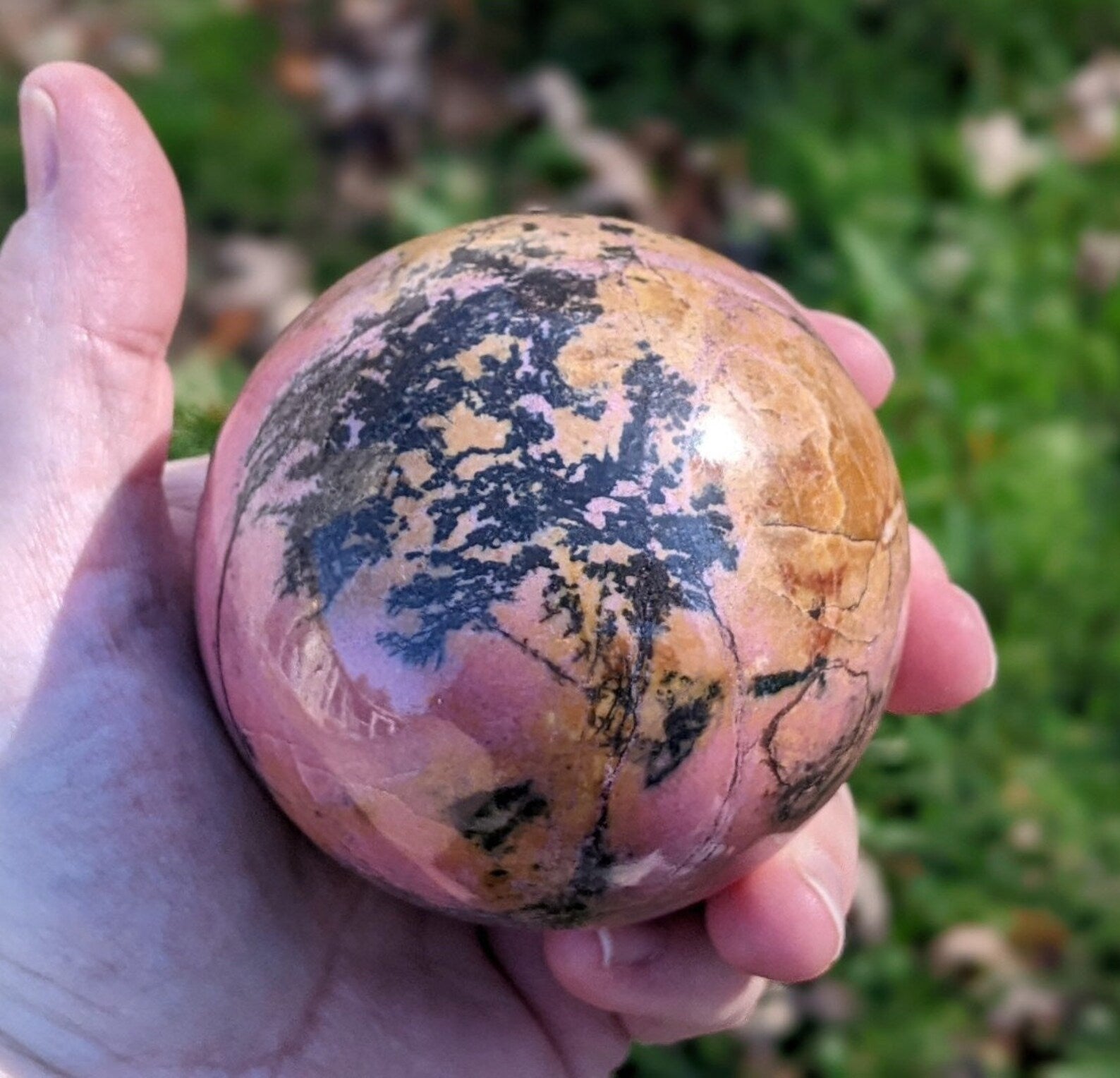 Large Natural Rhodonite Sphere