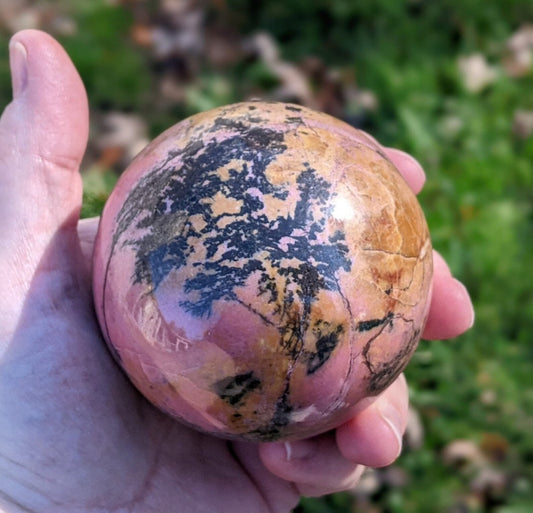Large Natural Rhodonite Sphere
