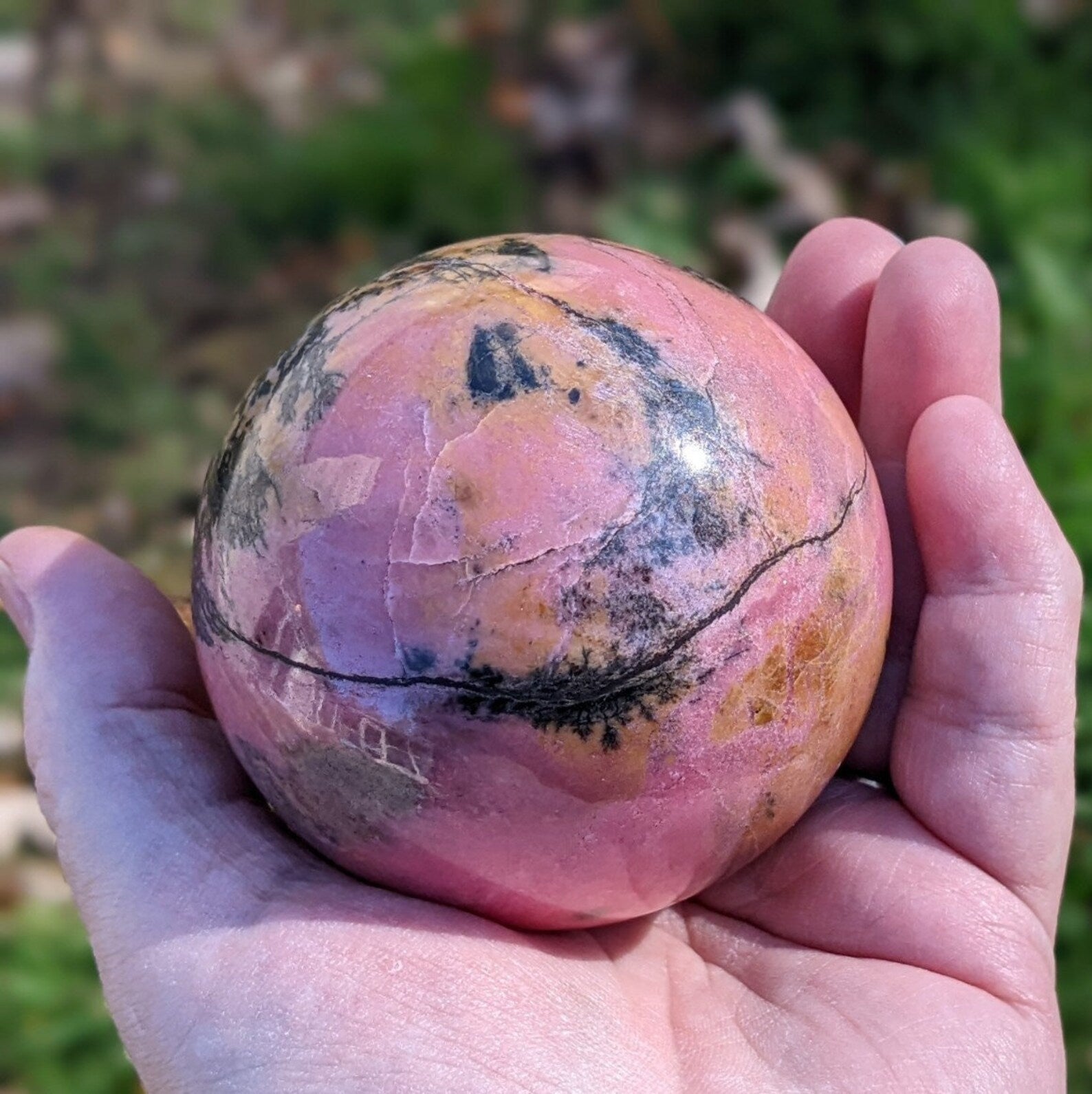 Large Natural Rhodonite Sphere