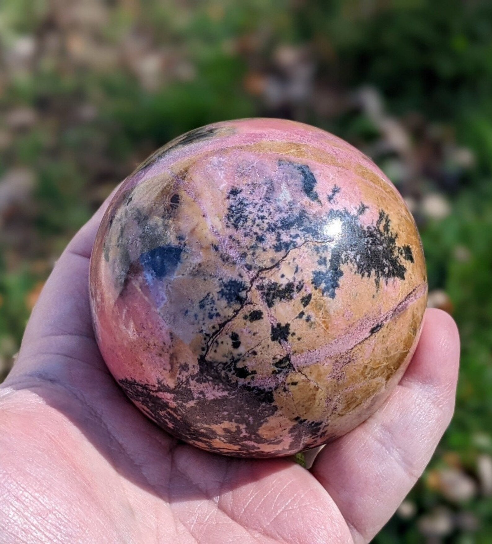 Large Natural Rhodonite Sphere