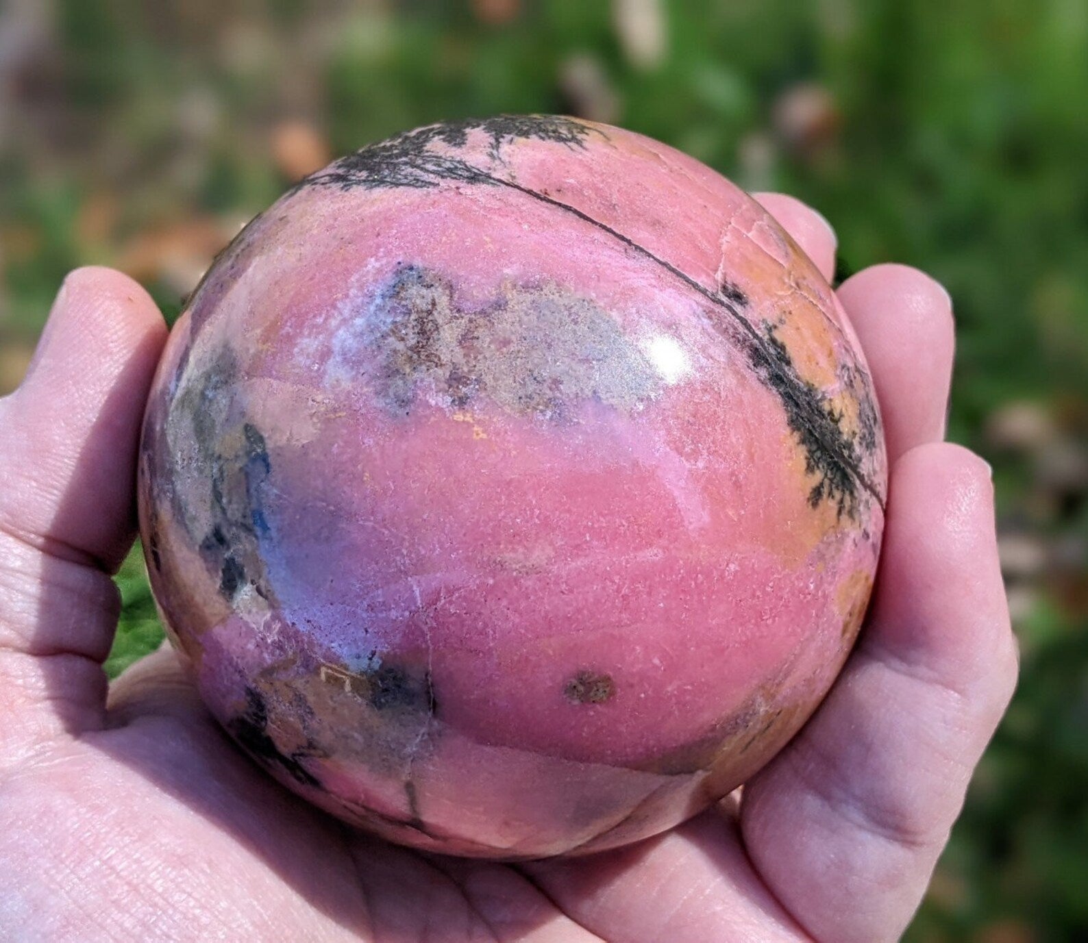 Large Natural Rhodonite Sphere