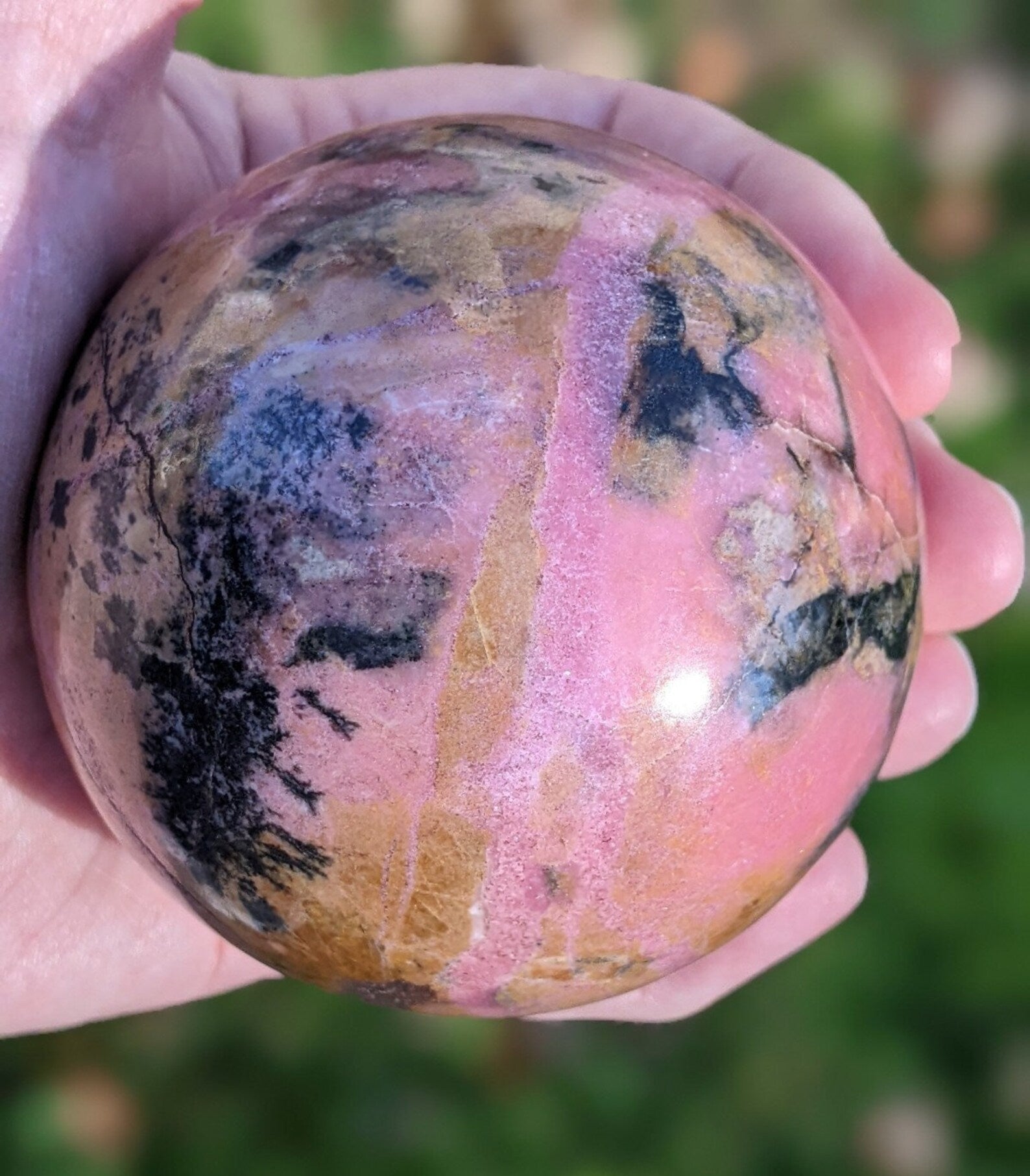 Large Natural Rhodonite Sphere