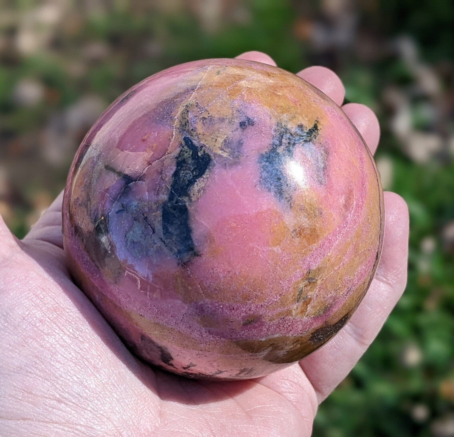 Large Natural Rhodonite Sphere