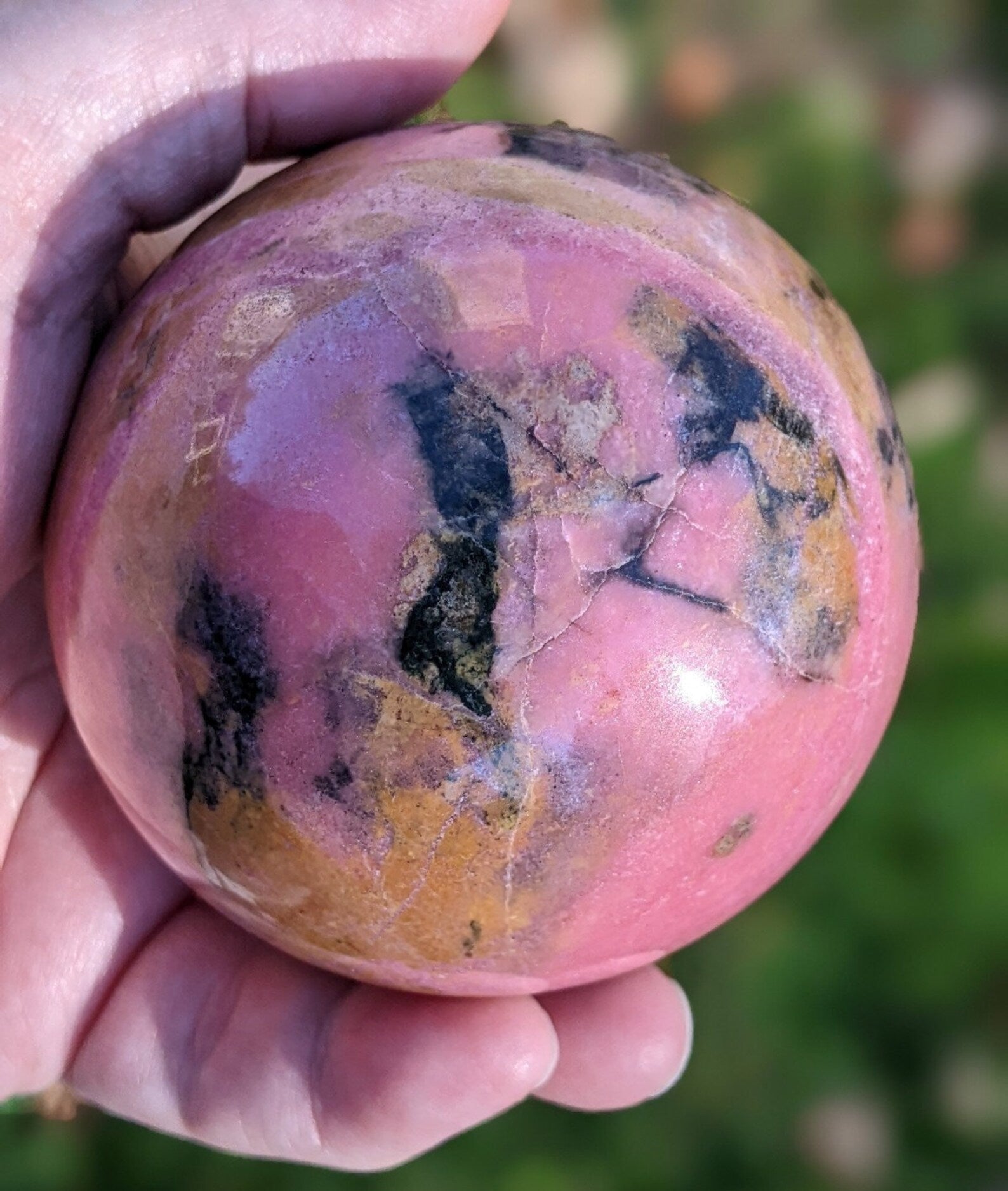 Large Natural Rhodonite Sphere