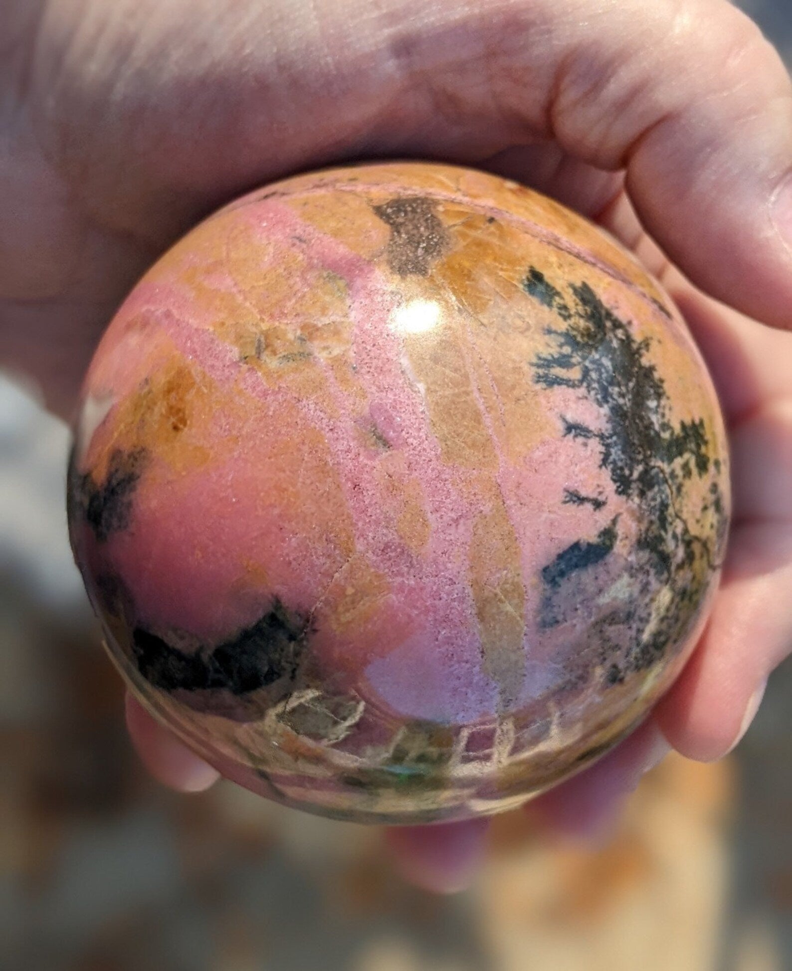 Large Natural Rhodonite Sphere