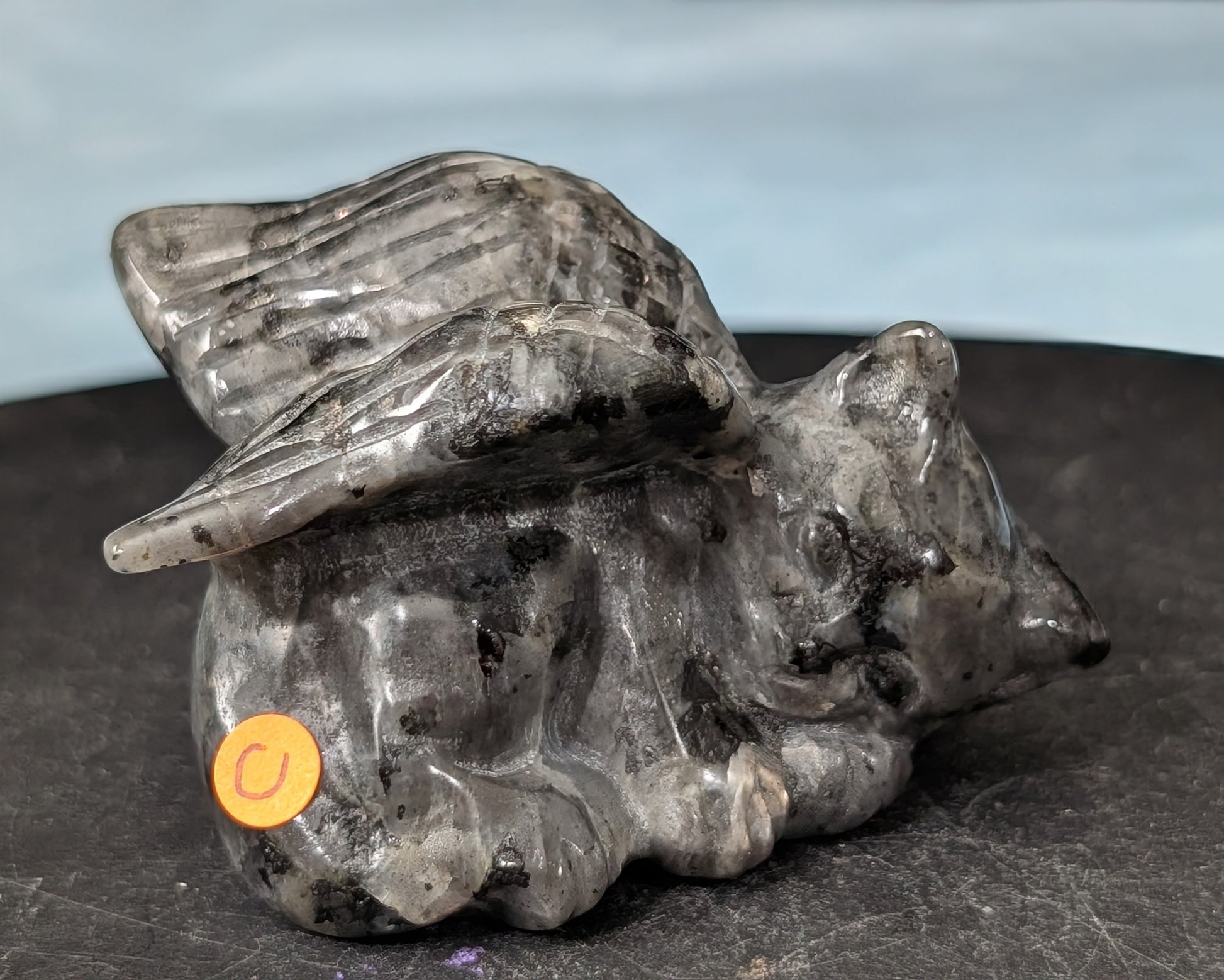 Larvikite Angel Cat Figurine 1A