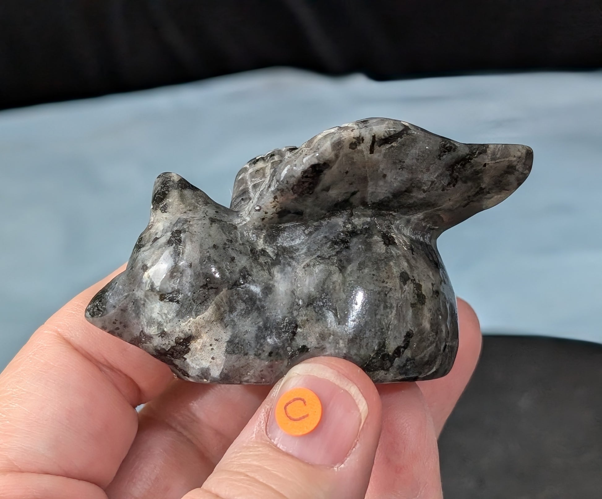 Larvikite Angel Cat Figurine 1C