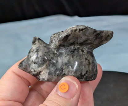 Larvikite Angel Cat Figurine 1C