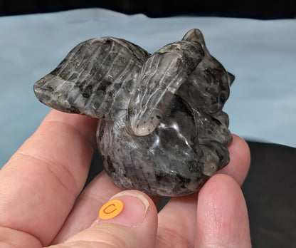 Larvikite Angel Cat Figurine 1E