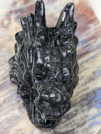 Larvikite Dragon Head Figurine
