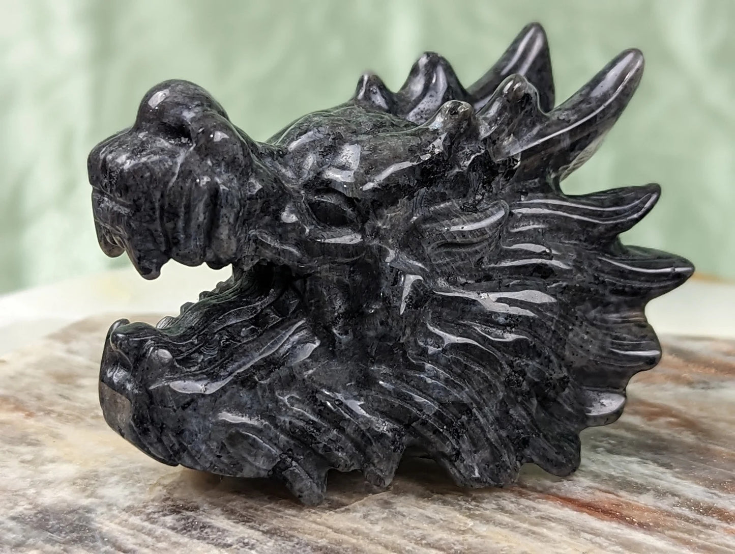 Larvikite Dragon Head Figurine