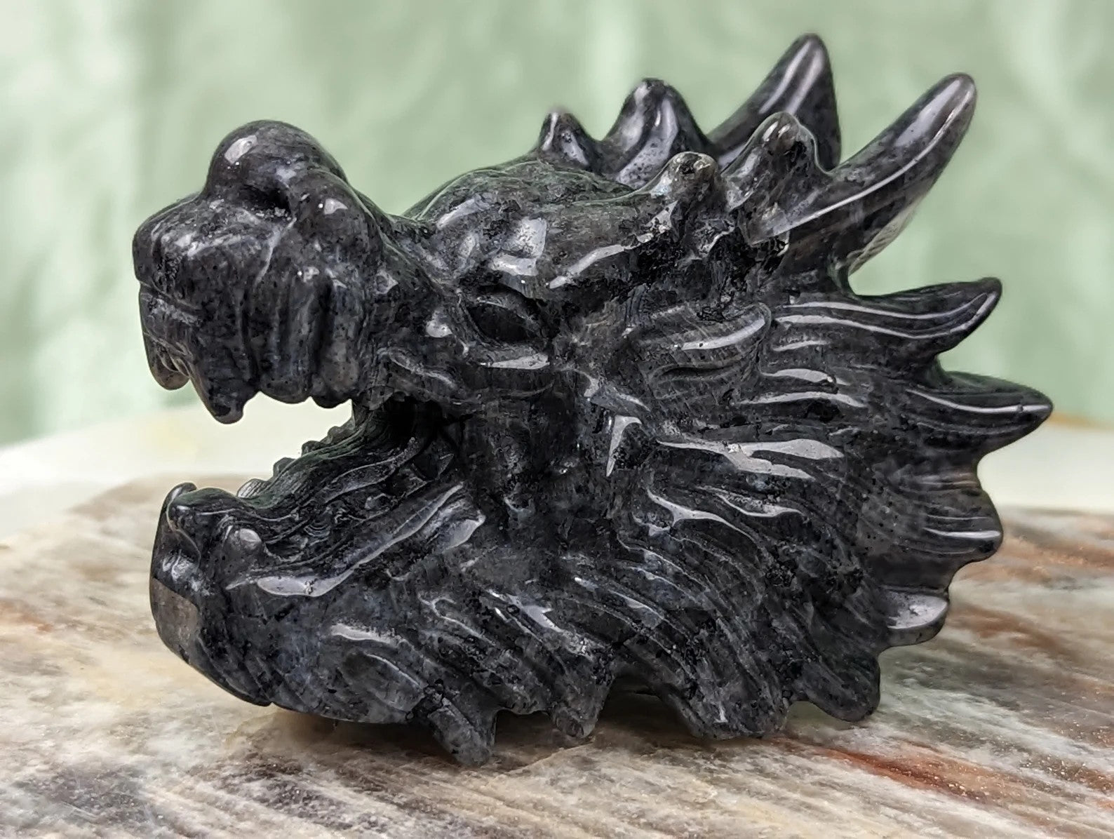 Larvikite Dragon Head Figurine
