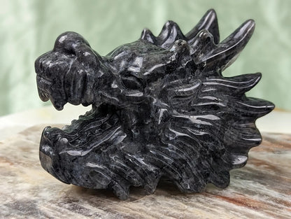 Larvikite Dragon Head Figurine