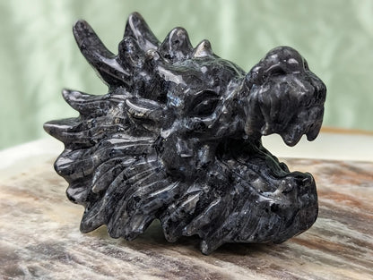 Larvikite Dragon Head Figurine
