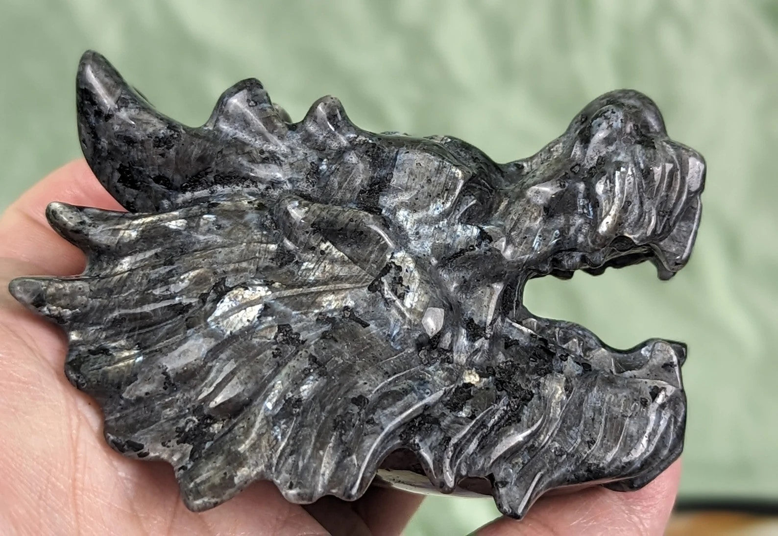 Larvikite Dragon Head Figurine