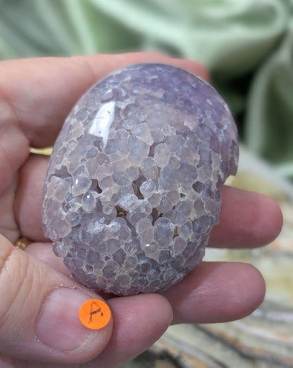Lavender Grape Agate Palm Stone Specimen