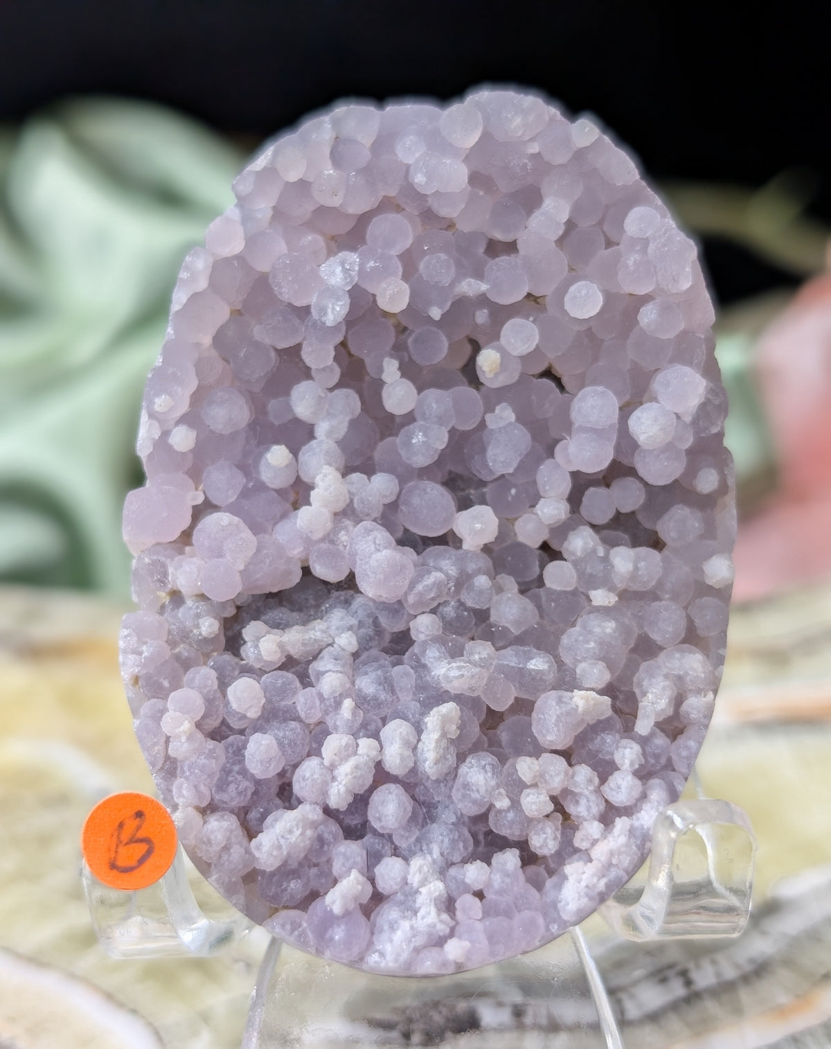 Lavender Grape Agate Palm Stone Specimen