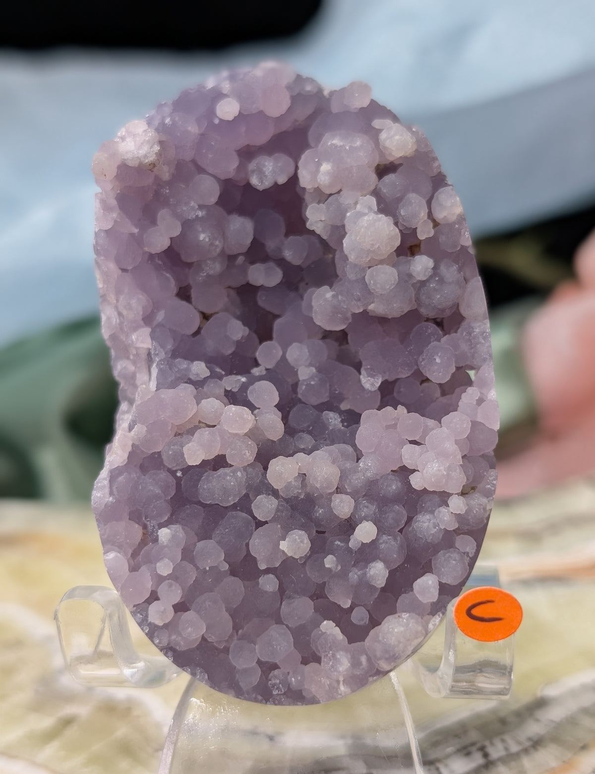 Lavender Grape Agate Palm Stone Specimen