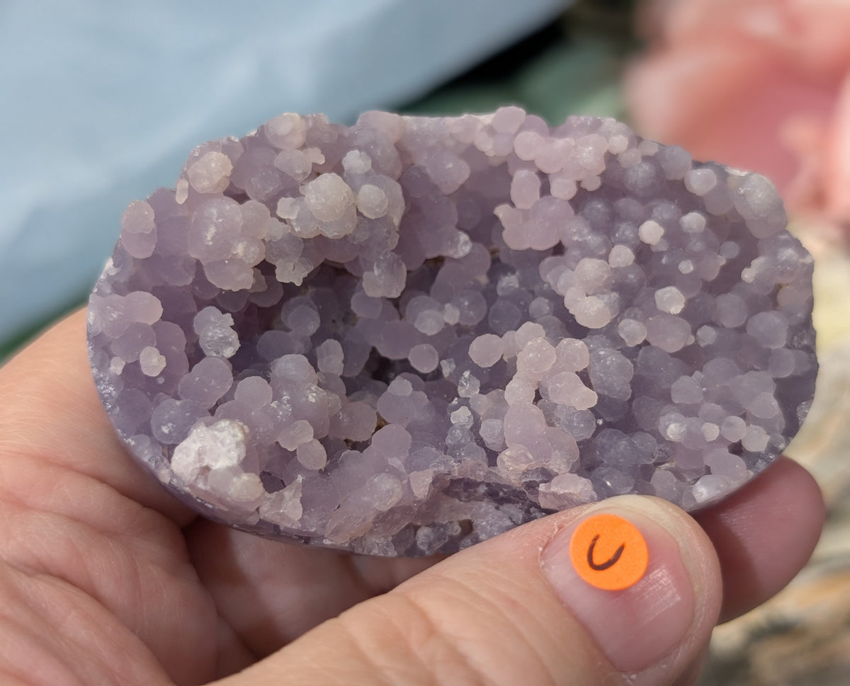 Lavender Grape Agate Palm Stone Specimen