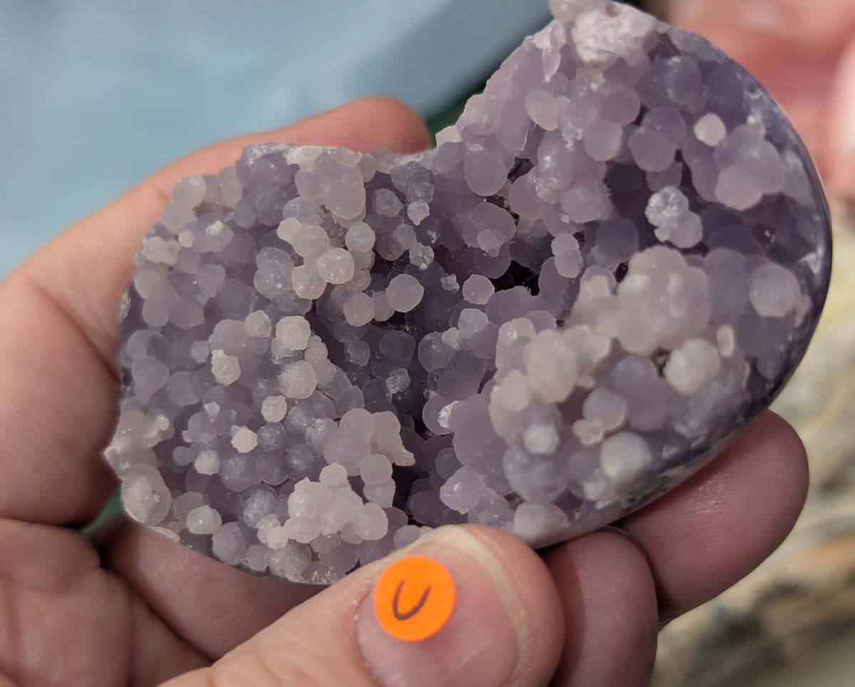 Lavender Grape Agate Palm Stone Specimen