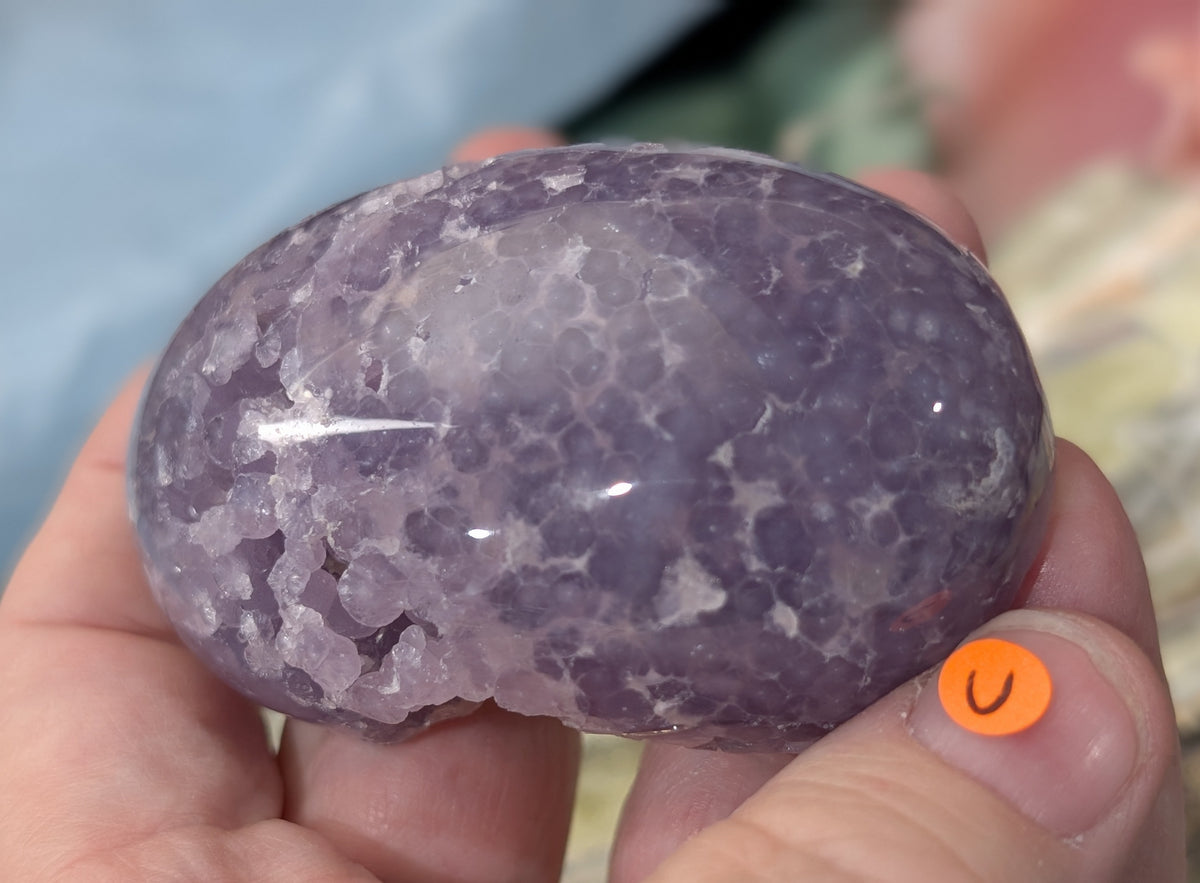 Lavender Grape Agate Palm Stone Specimen