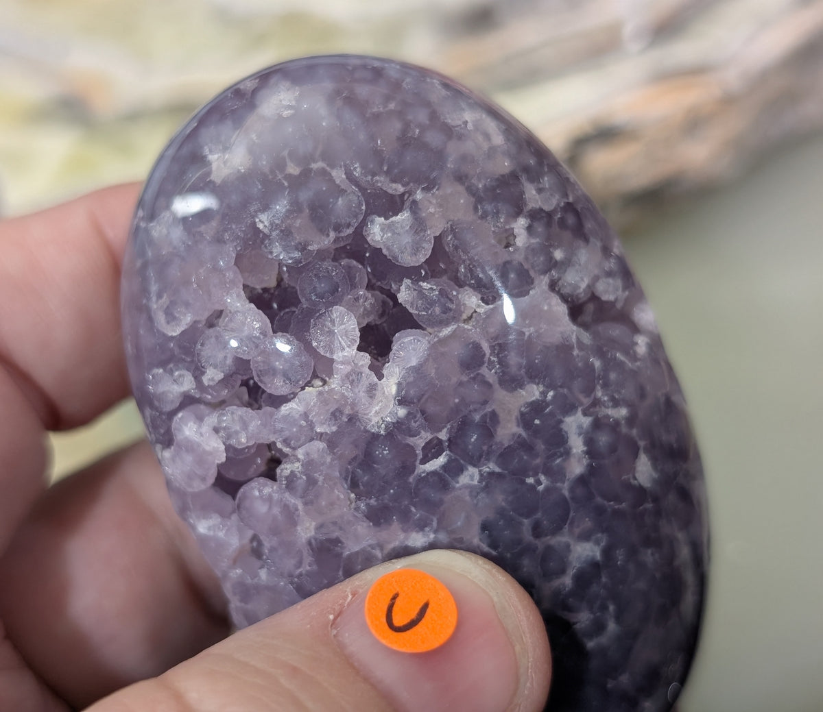 Lavender Grape Agate Palm Stone Specimen