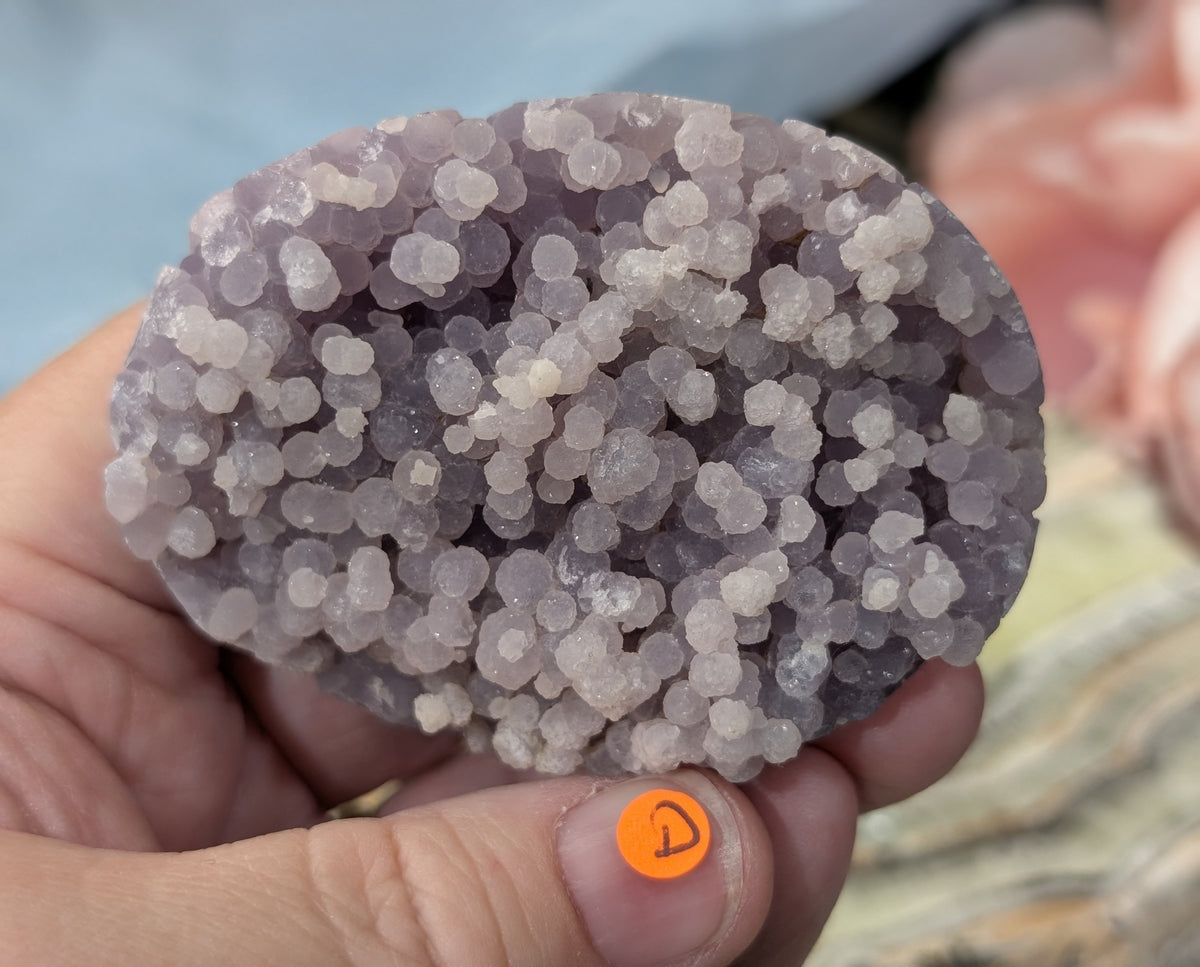 Lavender Grape Agate Palm Stone Specimen
