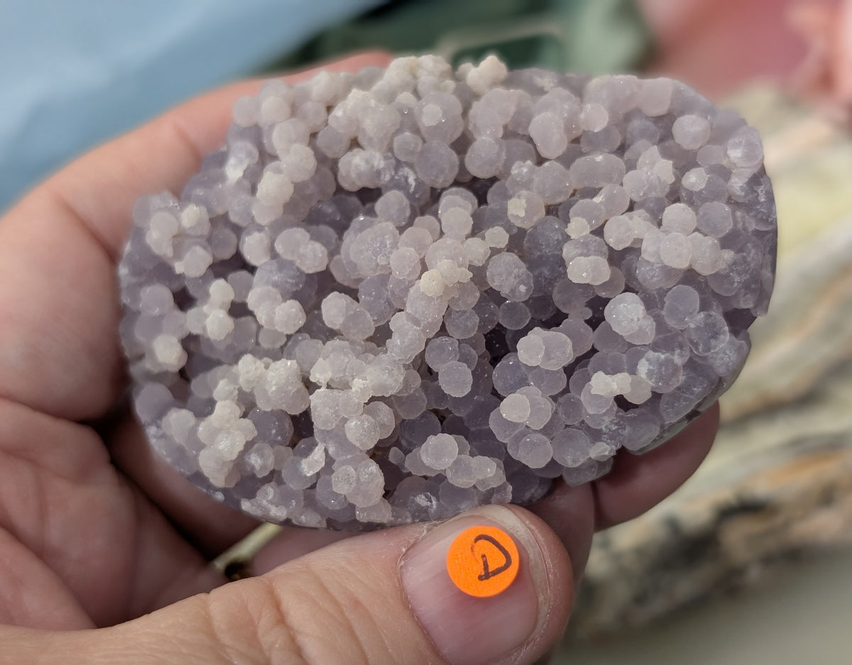 Lavender Grape Agate Palm Stone Specimen