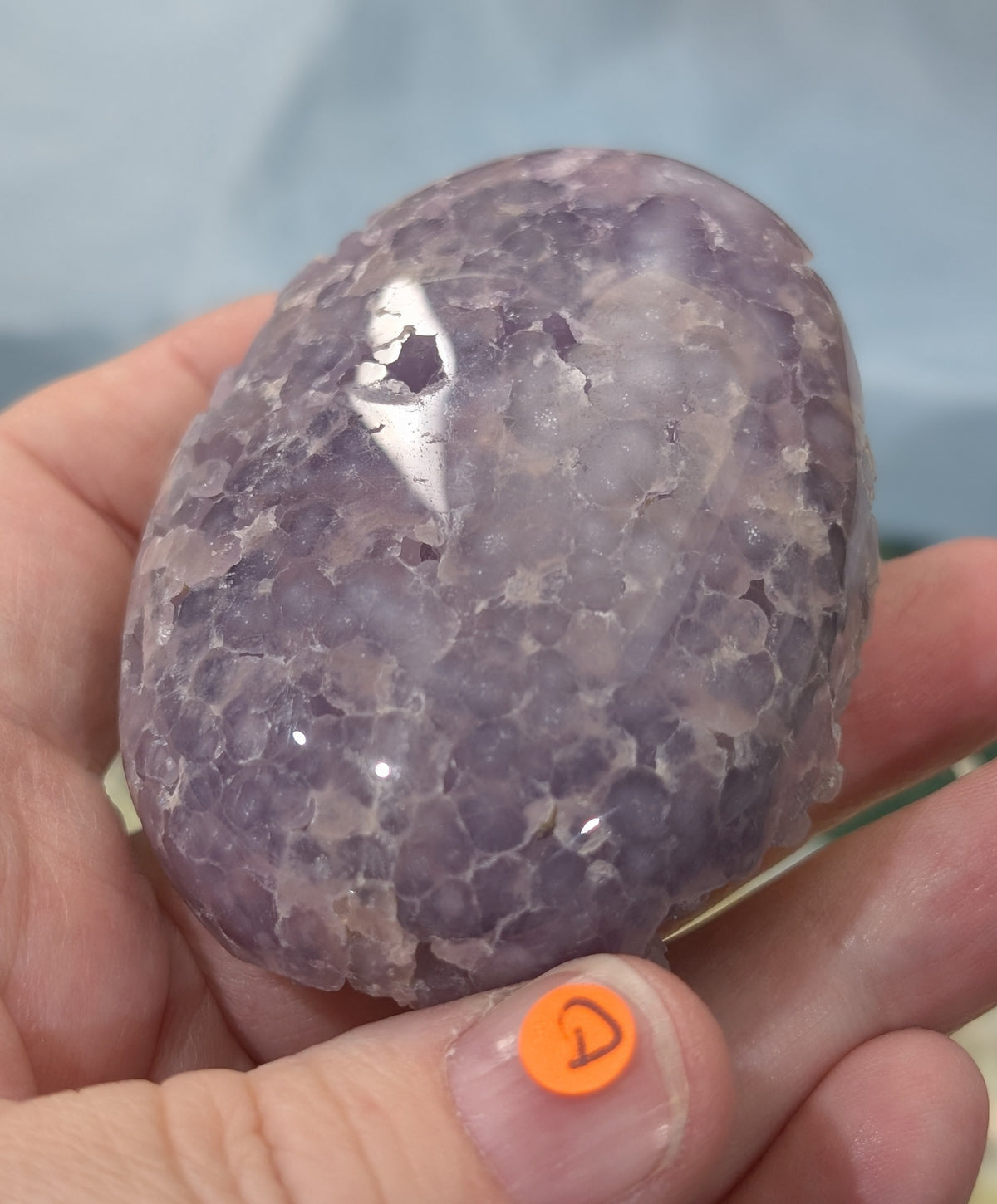Lavender Grape Agate Palm Stone Specimen