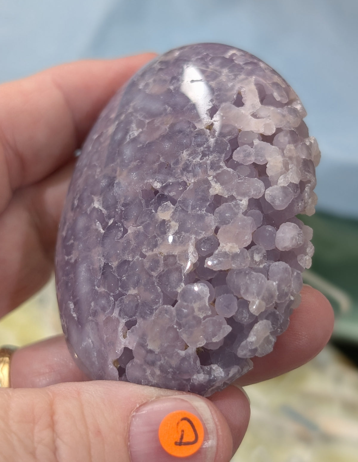 Lavender Grape Agate Palm Stone Specimen
