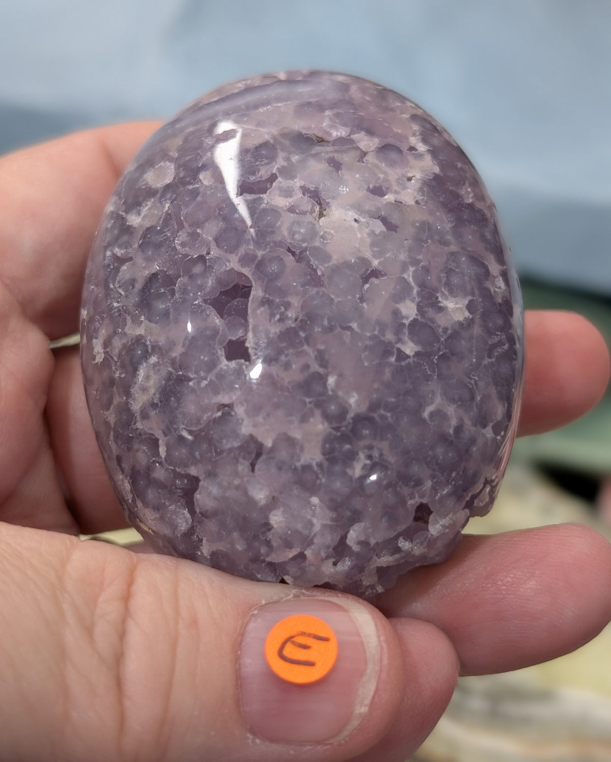 Lavender Grape Agate Palm Stone Specimen
