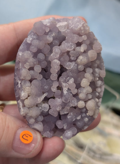Lavender Grape Agate Palm Stone Specimen