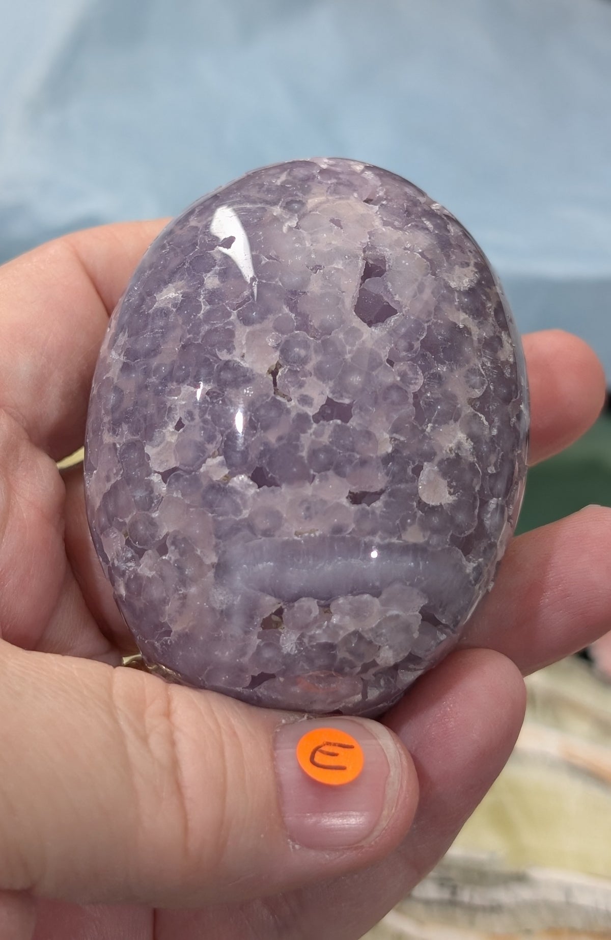 Lavender Grape Agate Palm Stone Specimen