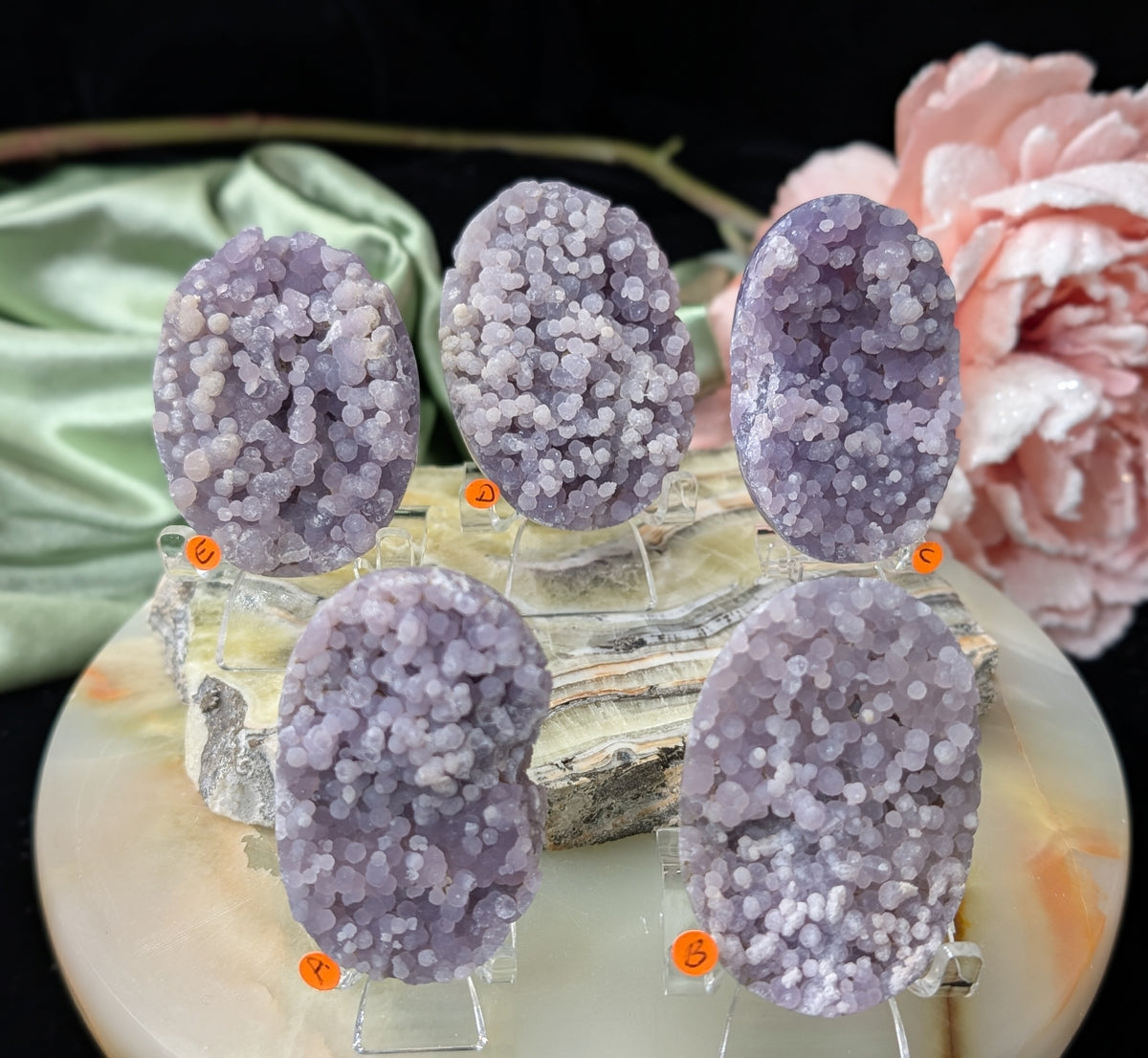 Lavender Grape Agate Palm Stone Specimens