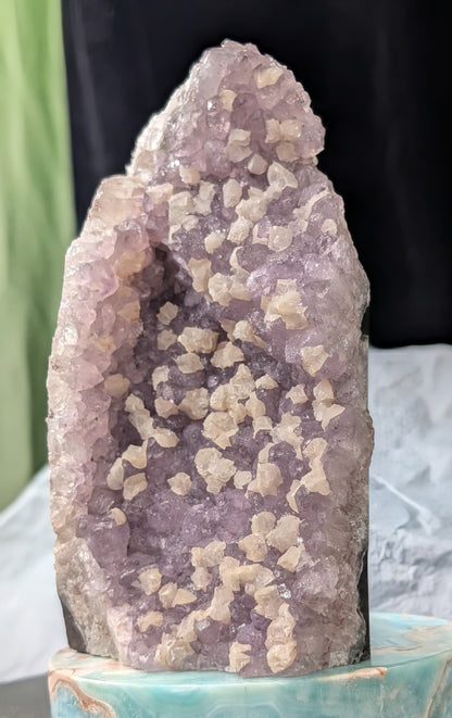 Lavender Purple Amethyst Geode with Dogtooth Calcite