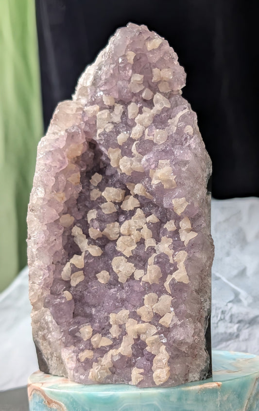 Lavender Purple Amethyst Geode with Dogtooth Calcite