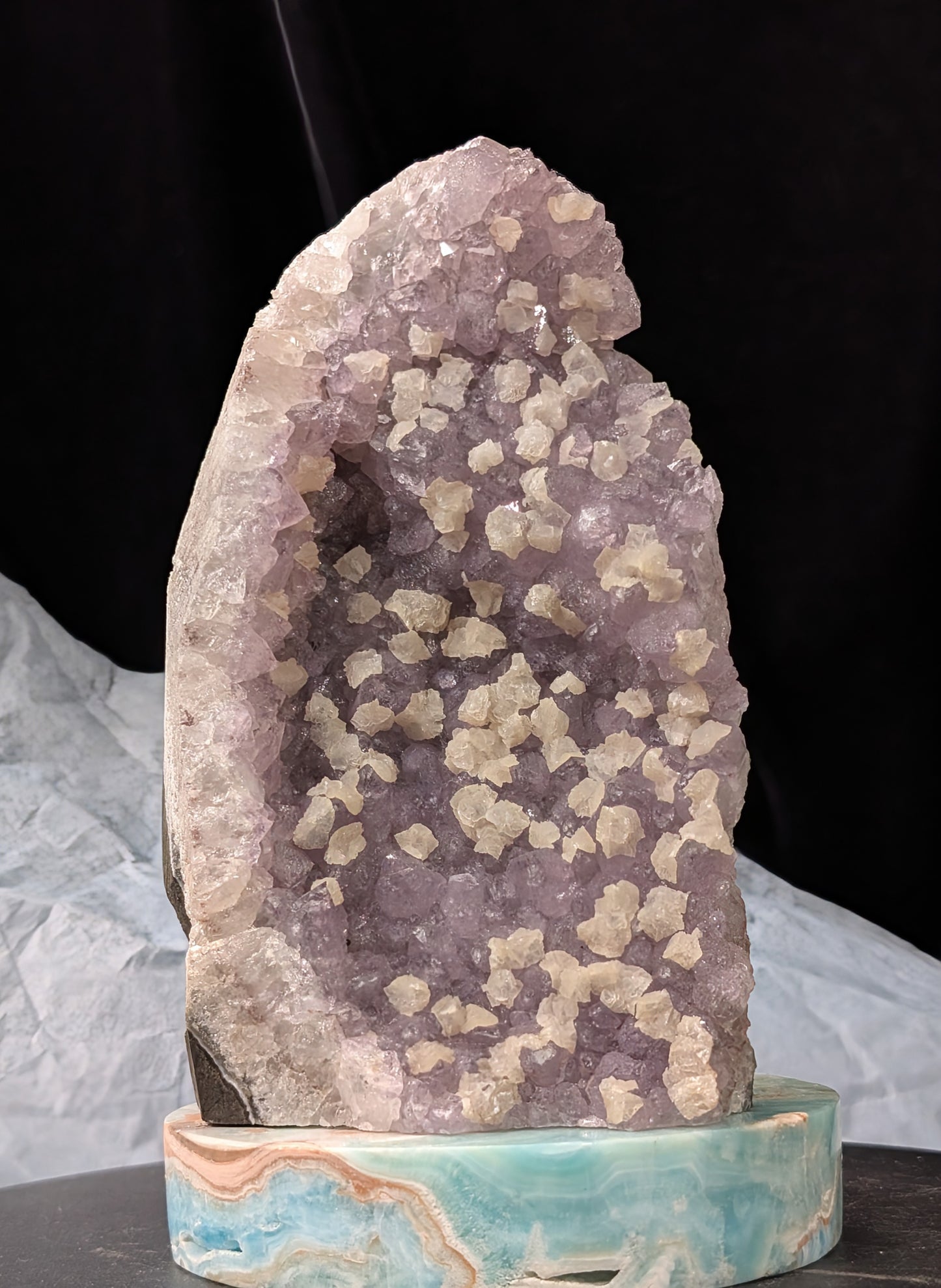 Lavender Purple Amethyst Geode with Dogtooth Calcite