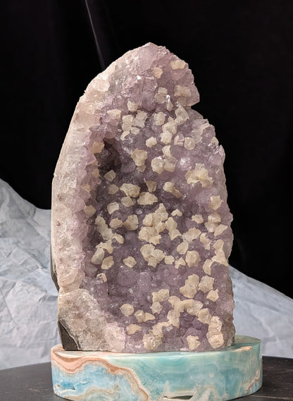 Lavender Purple Amethyst Geode with Dogtooth Calcite