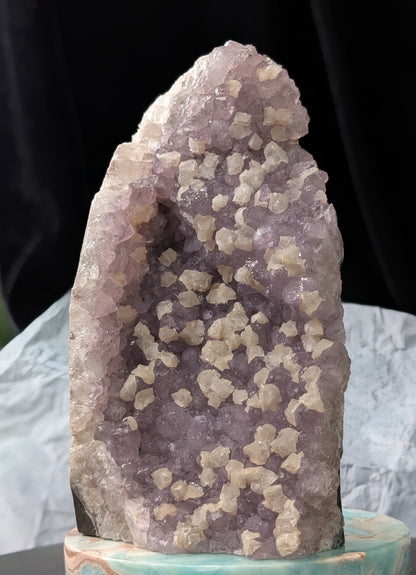 Lavender Purple Amethyst Geode with Dogtooth Calcite