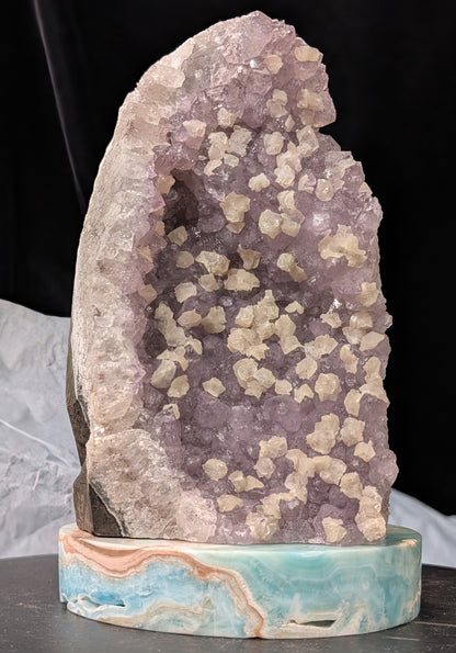 Lavender Purple Amethyst Geode with Dogtooth Calcite