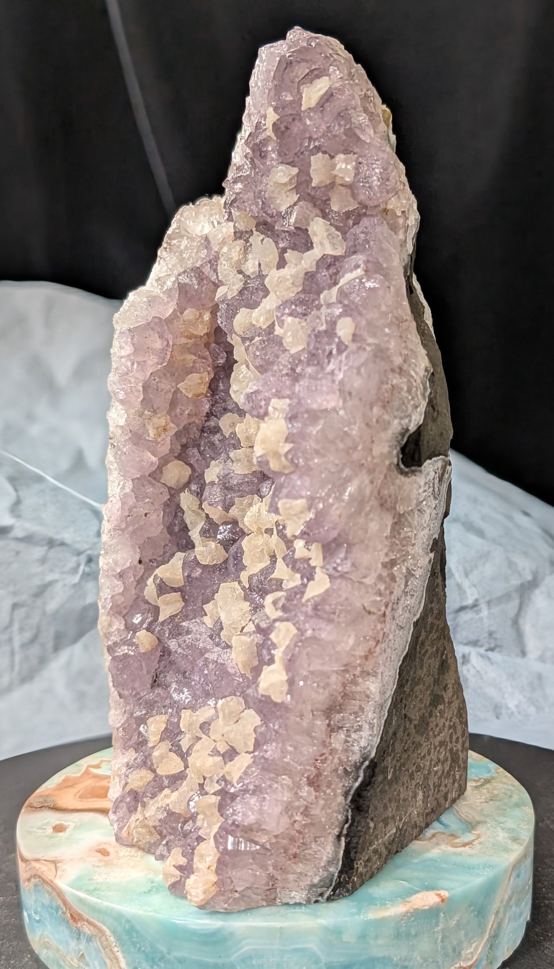 Lavender Purple Amethyst Geode with Dogtooth Calcite