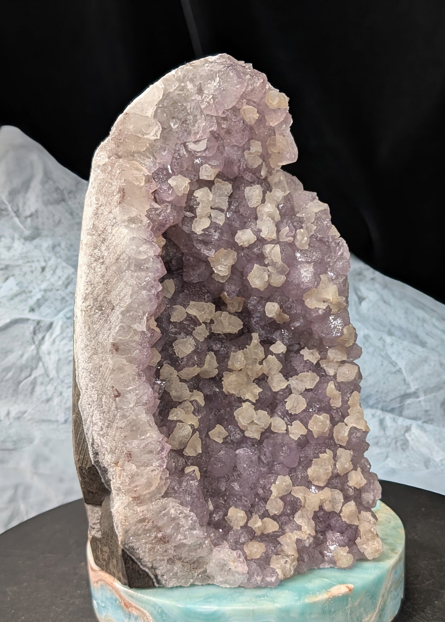 Lavender Purple Amethyst Geode with Dogtooth Calcite