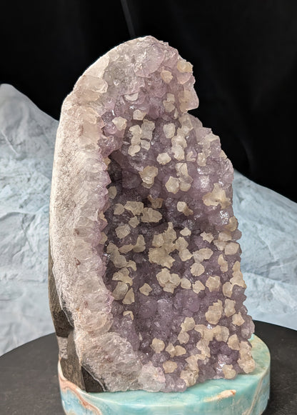 Lavender Purple Amethyst Geode with Dogtooth Calcite