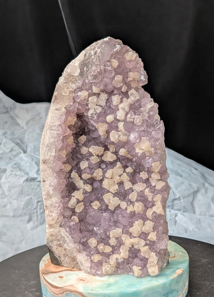 Lavender Purple Amethyst Geode with Dogtooth Calcite