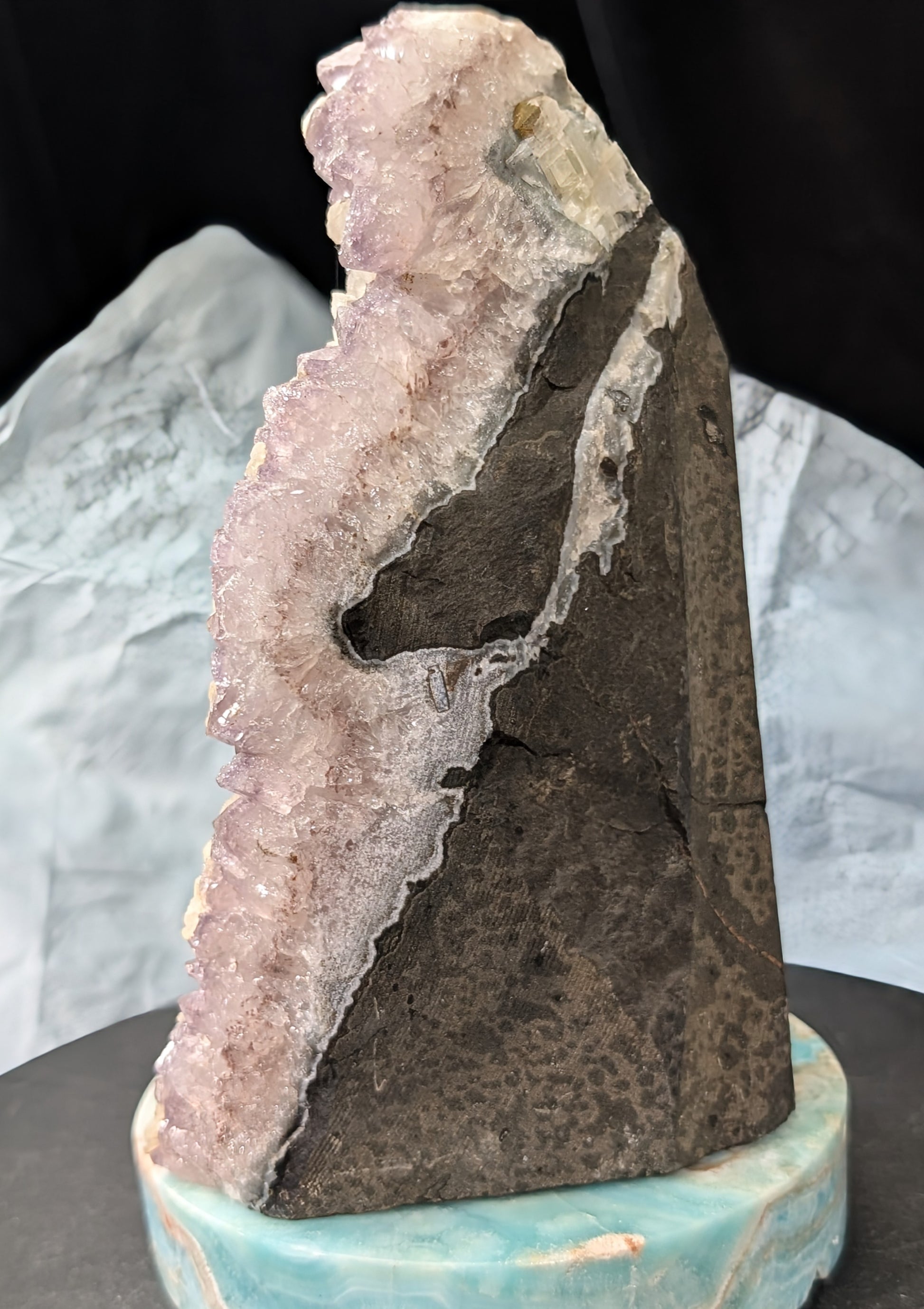 Lavender Purple Amethyst Geode with Dogtooth Calcite