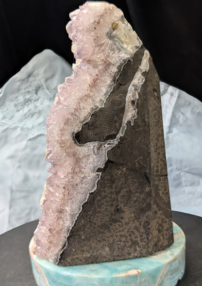 Lavender Purple Amethyst Geode with Dogtooth Calcite