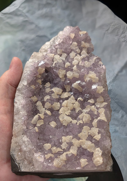 Lavender Purple Amethyst Geode with Dogtooth Calcite
