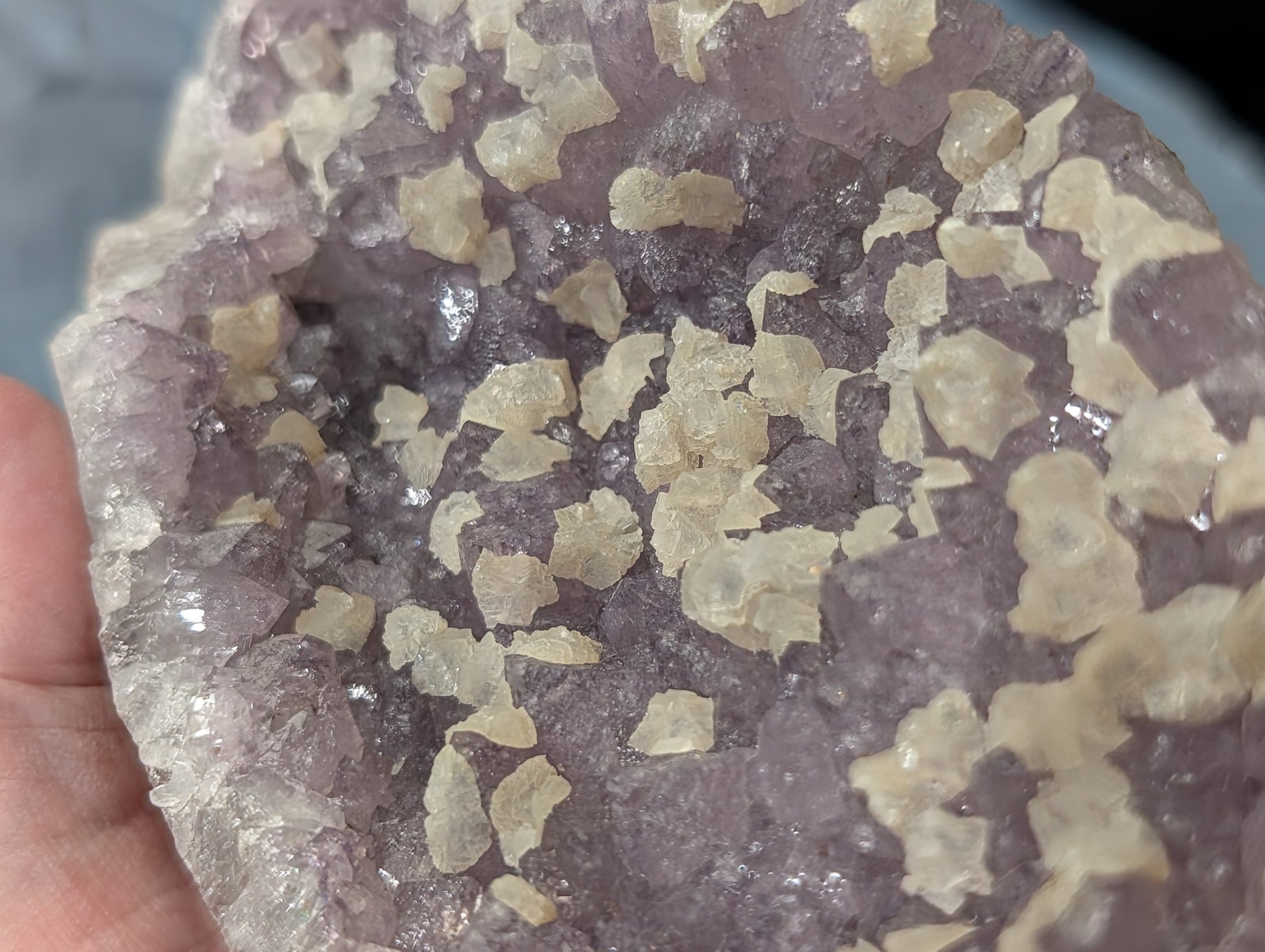 Lavender Purple Amethyst Geode with Dogtooth Calcite