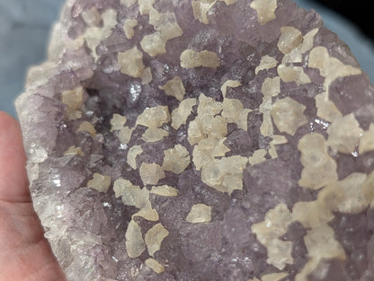 Lavender Purple Amethyst Geode with Dogtooth Calcite