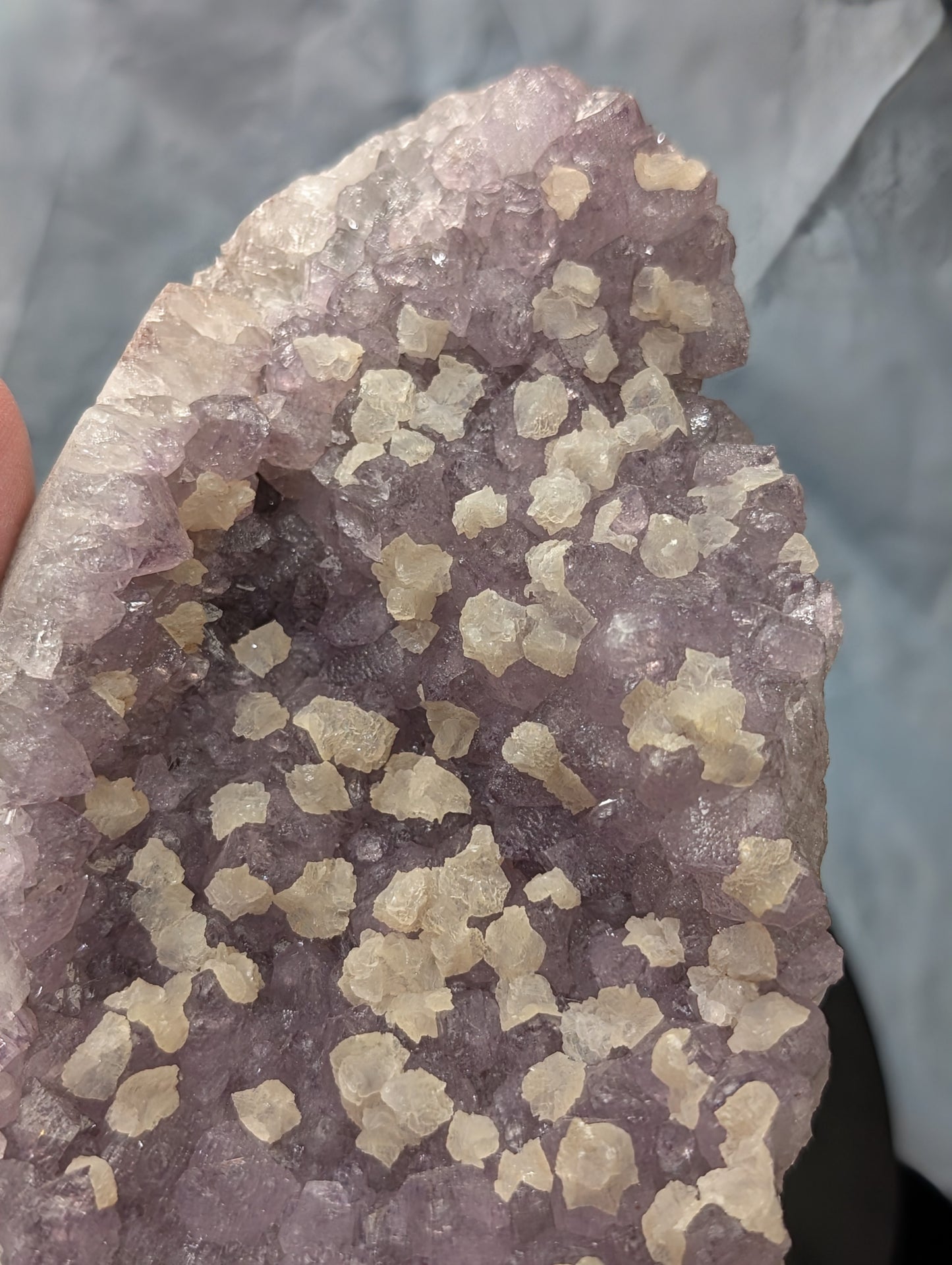 Lavender Purple Amethyst Geode with Dogtooth Calcite